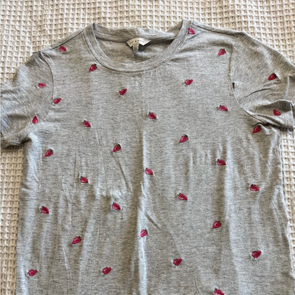 Lucky Brand Gray and Red Short Sleeve Tee